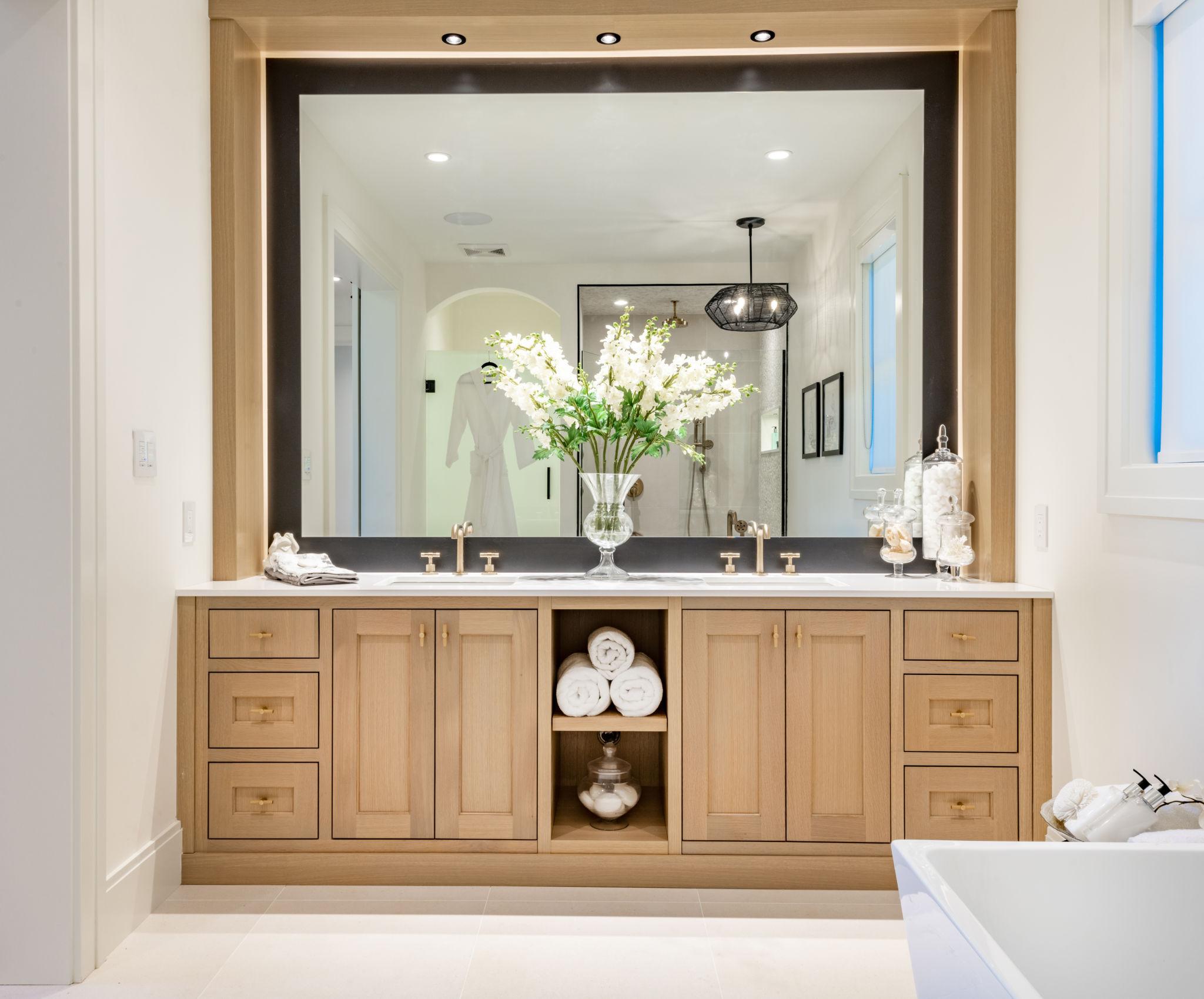 Finished modern bathroom remodel designed to improve home value in Sarasota real estate