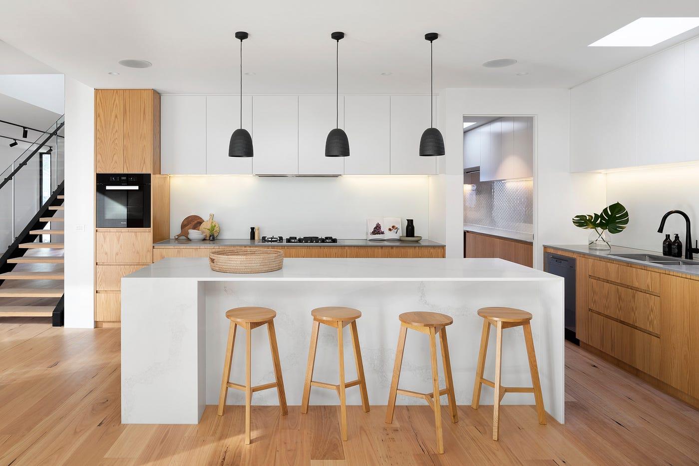 Modern kitchen with small maintenance upgrades and improved interior appearance