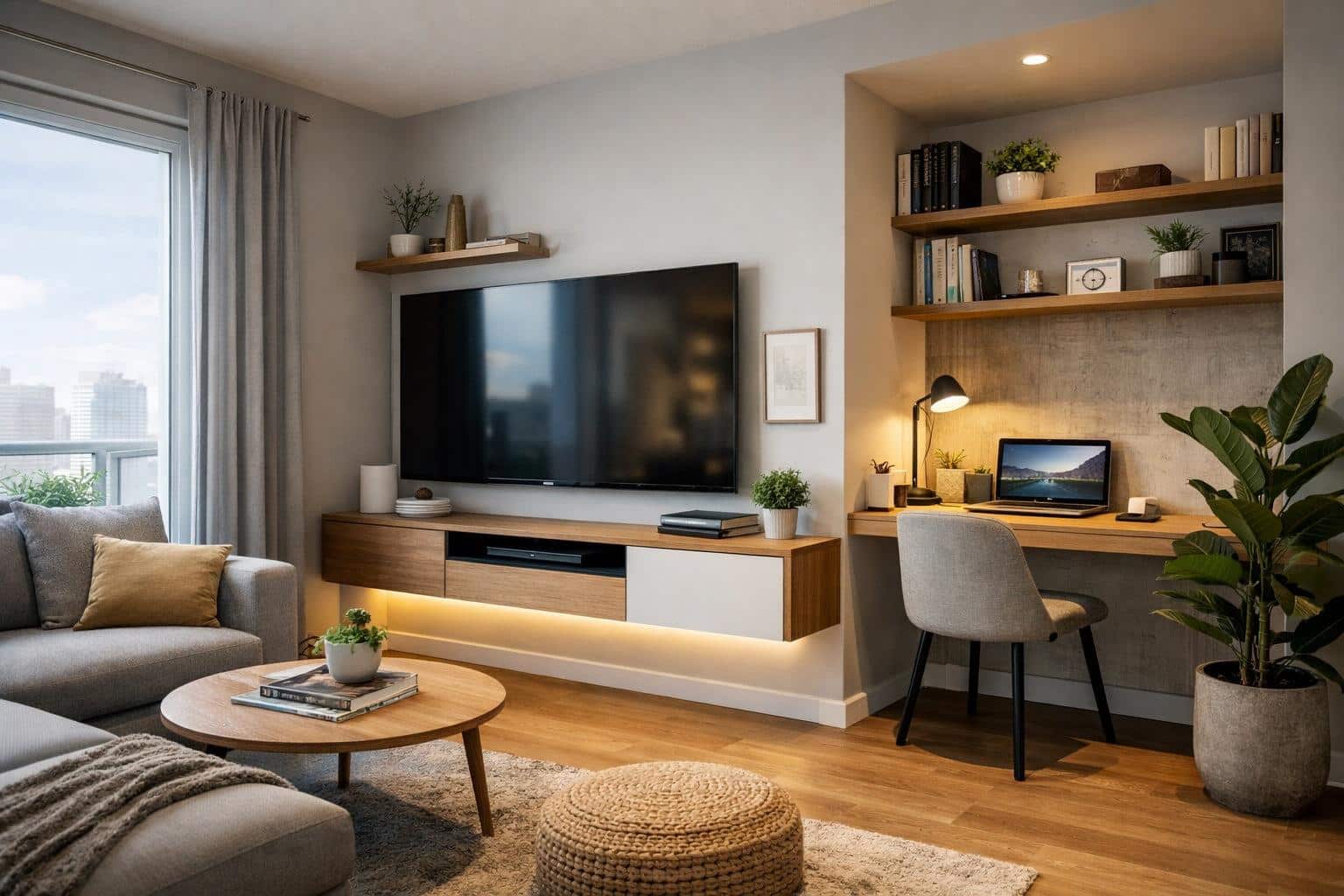 Professional wall-mounted TV installation in modern Sarasota home
