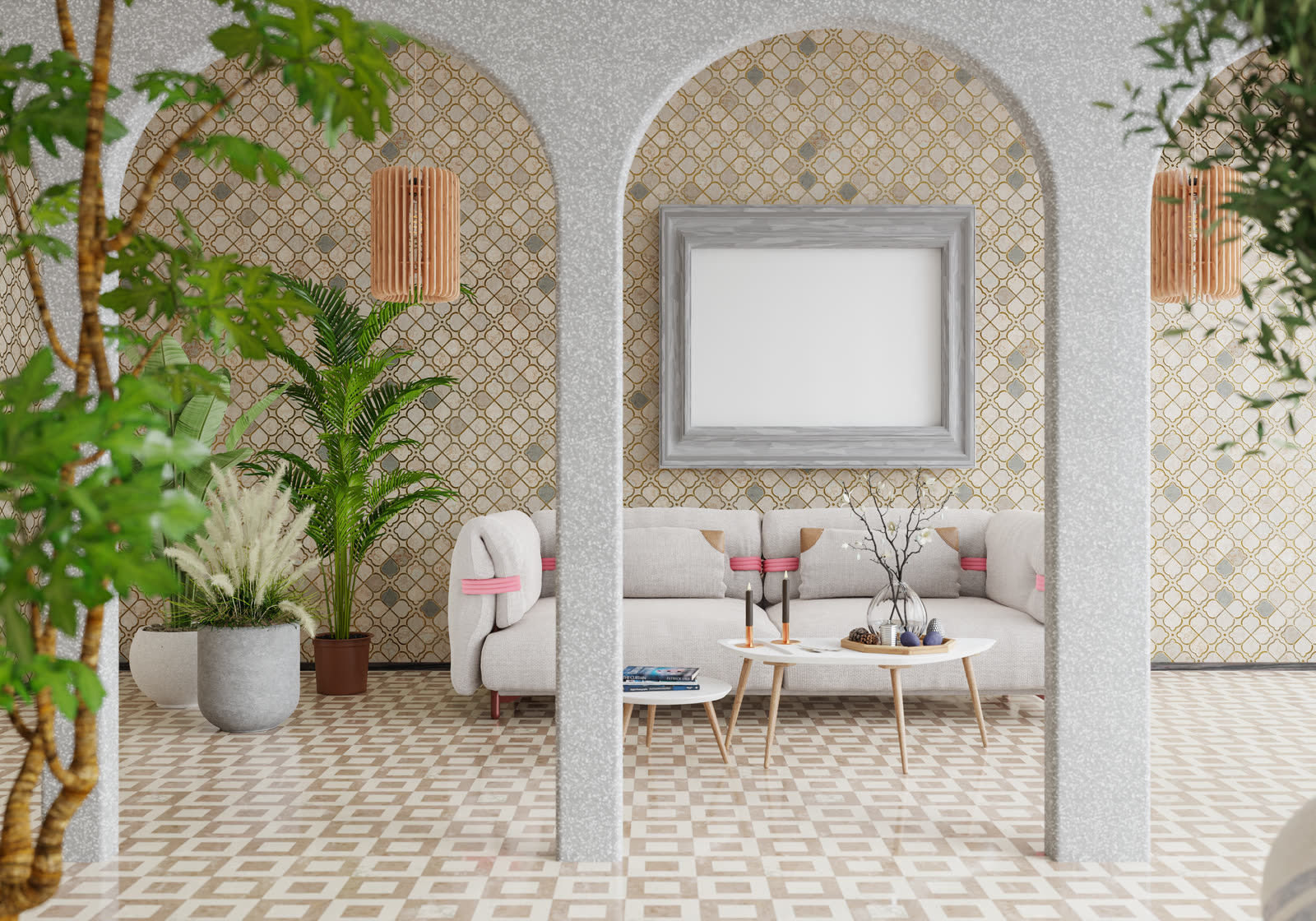 3d illustration mockup photo frame in living room — Rental Repair & Maintenance in Sarasota, FL